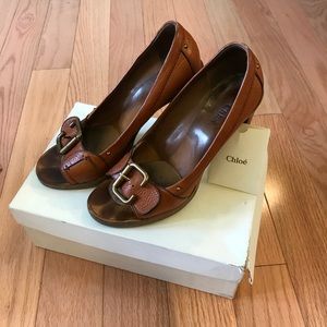 Authentic Chloe leather Buckle Heels size 40